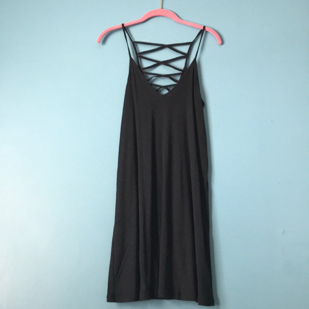 On Sale🚨Criss Cross Boho Navy Blue Swing Dress - Picture 2 of 4